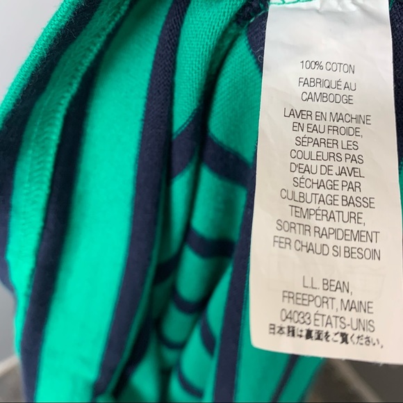 LL Bean Cotton Green Blue Stripe Dress Casual SM - Picture 3 of 3